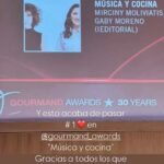 “El mejor libro culinario del mundo”: Mirciny Moliviatis recibe premio por “Música y Cocina” en los Gourmand World Cookbook Awards